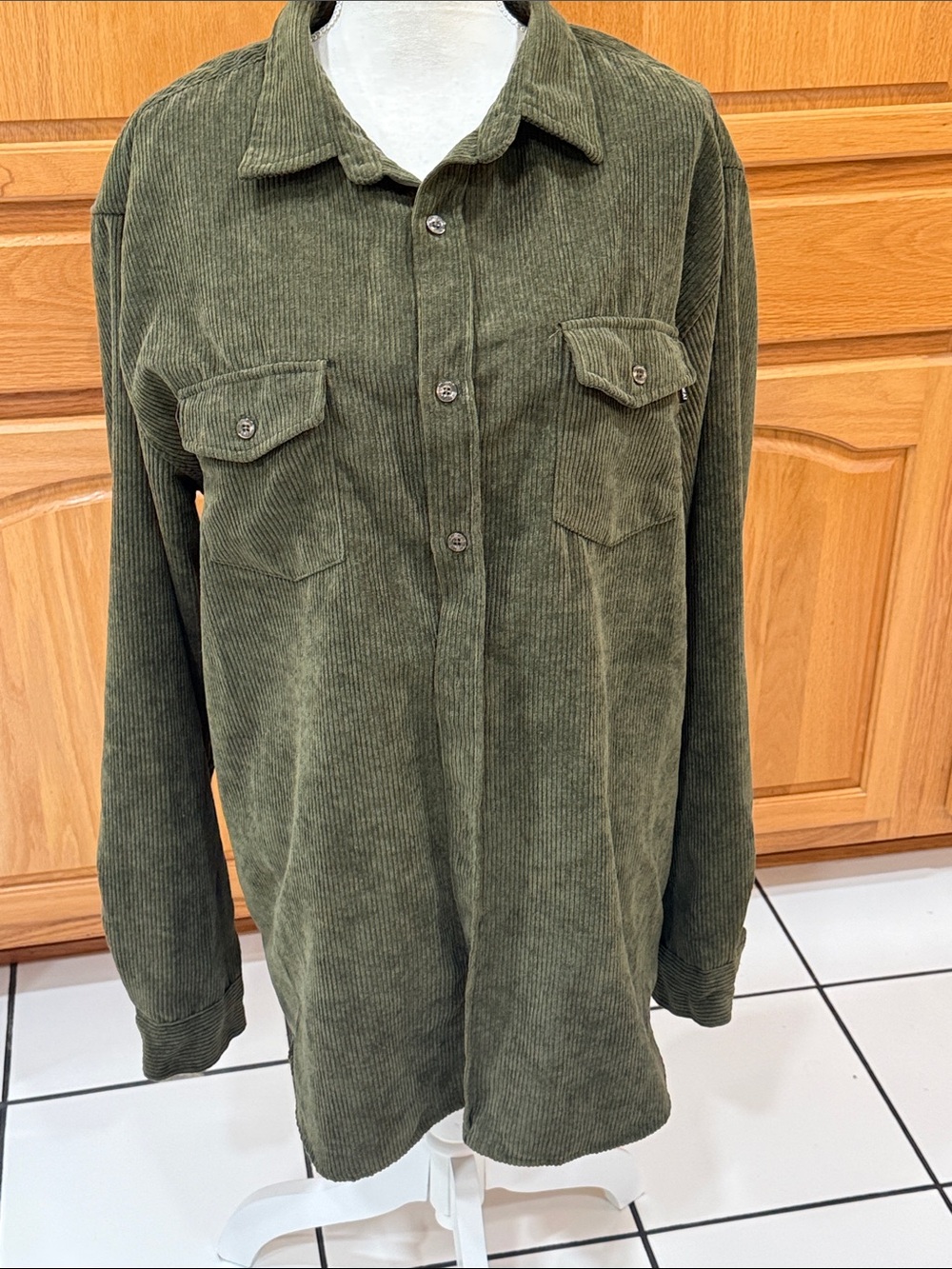 Molokai‎ Surf Co. Olive Green Corduroy Button Up Shirt Jacket XXL